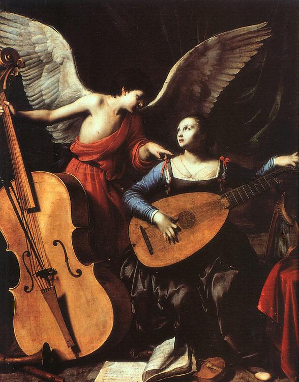 Carlo Saraceni St.Cecelia with an Angel France oil painting art